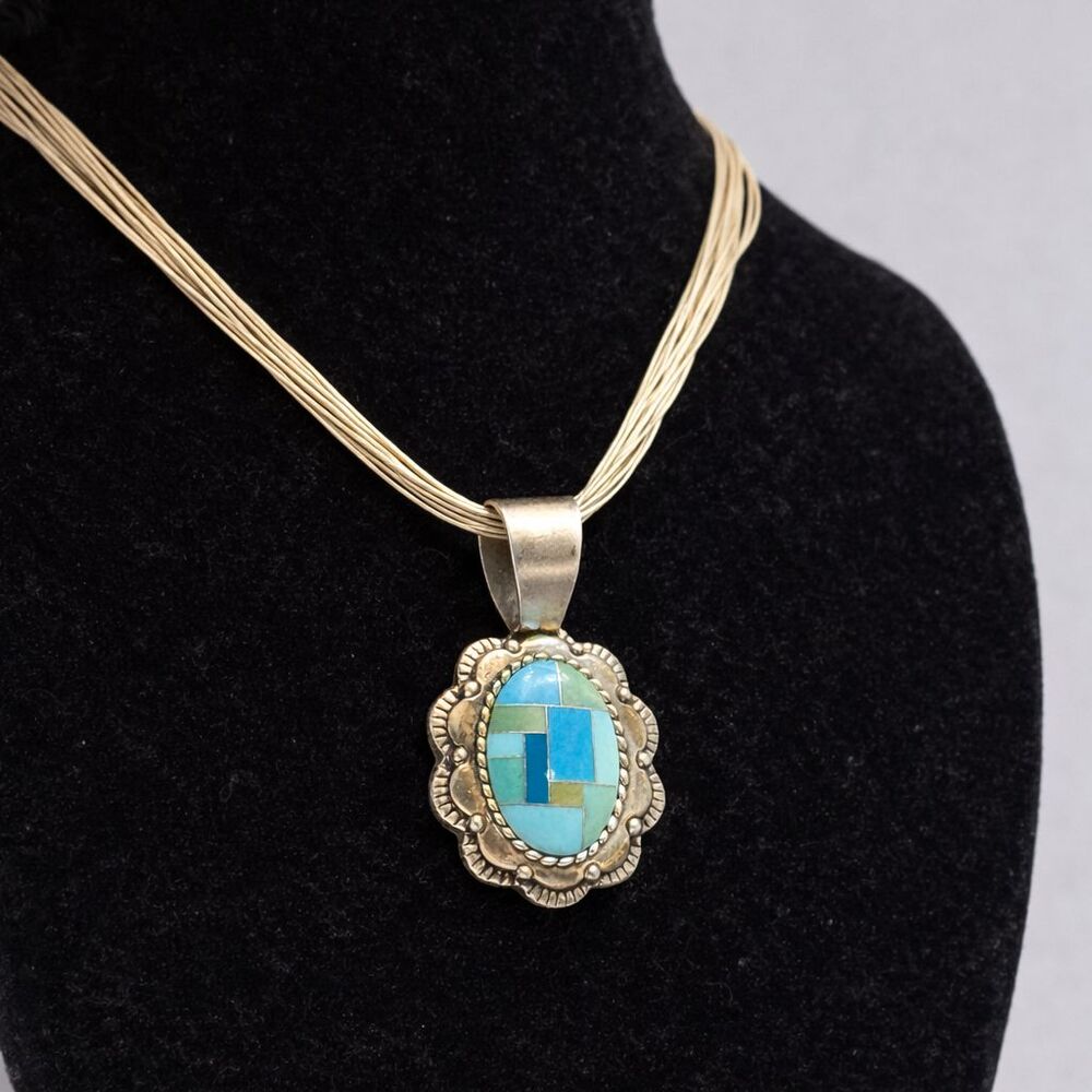 Sterling Silver Carolyn Pollack Southwestern Multi Stone Inlaid Liquid Silver